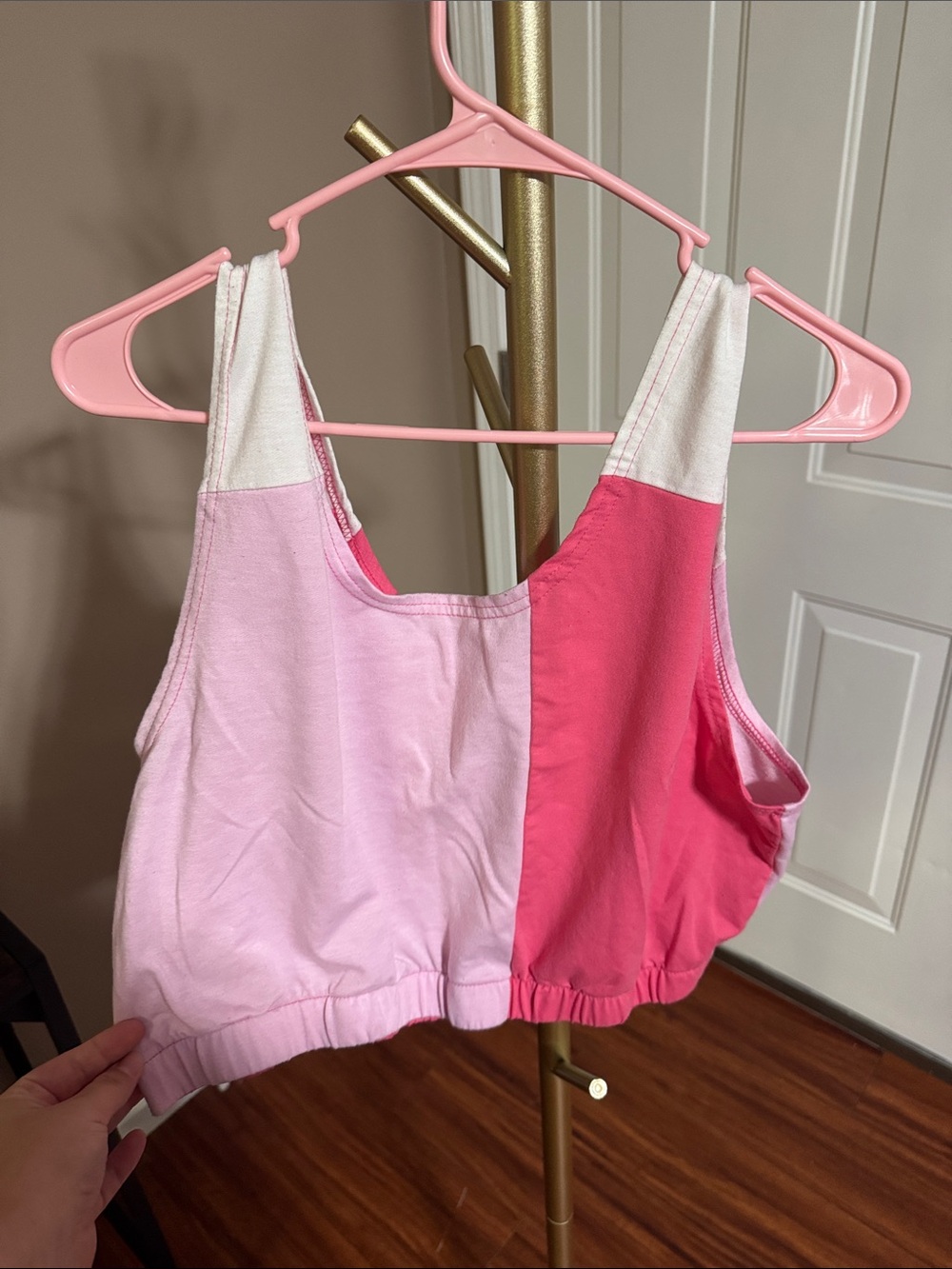 Women’s Colorblock Cotton Crop Top - Pink Mix